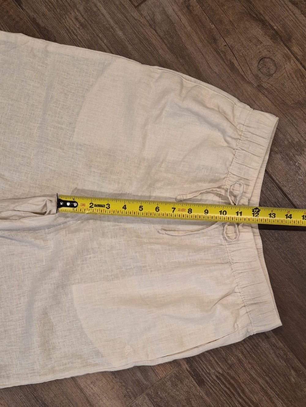 S/M Calvin Klein Linen & Cotton Wide Leg Pants, Elastic Drawstring Waist - Picture 10 of 11